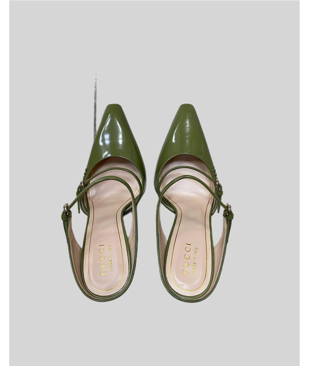 GUCCI Зеленые кожаные мюли, фото 3