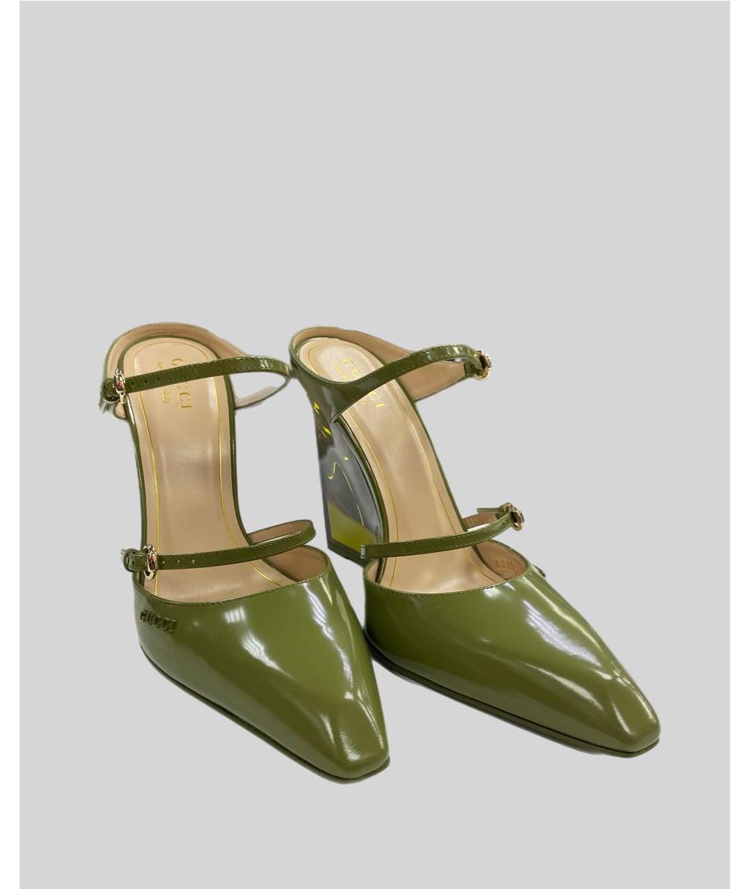 GUCCI Зеленые кожаные мюли, фото 2
