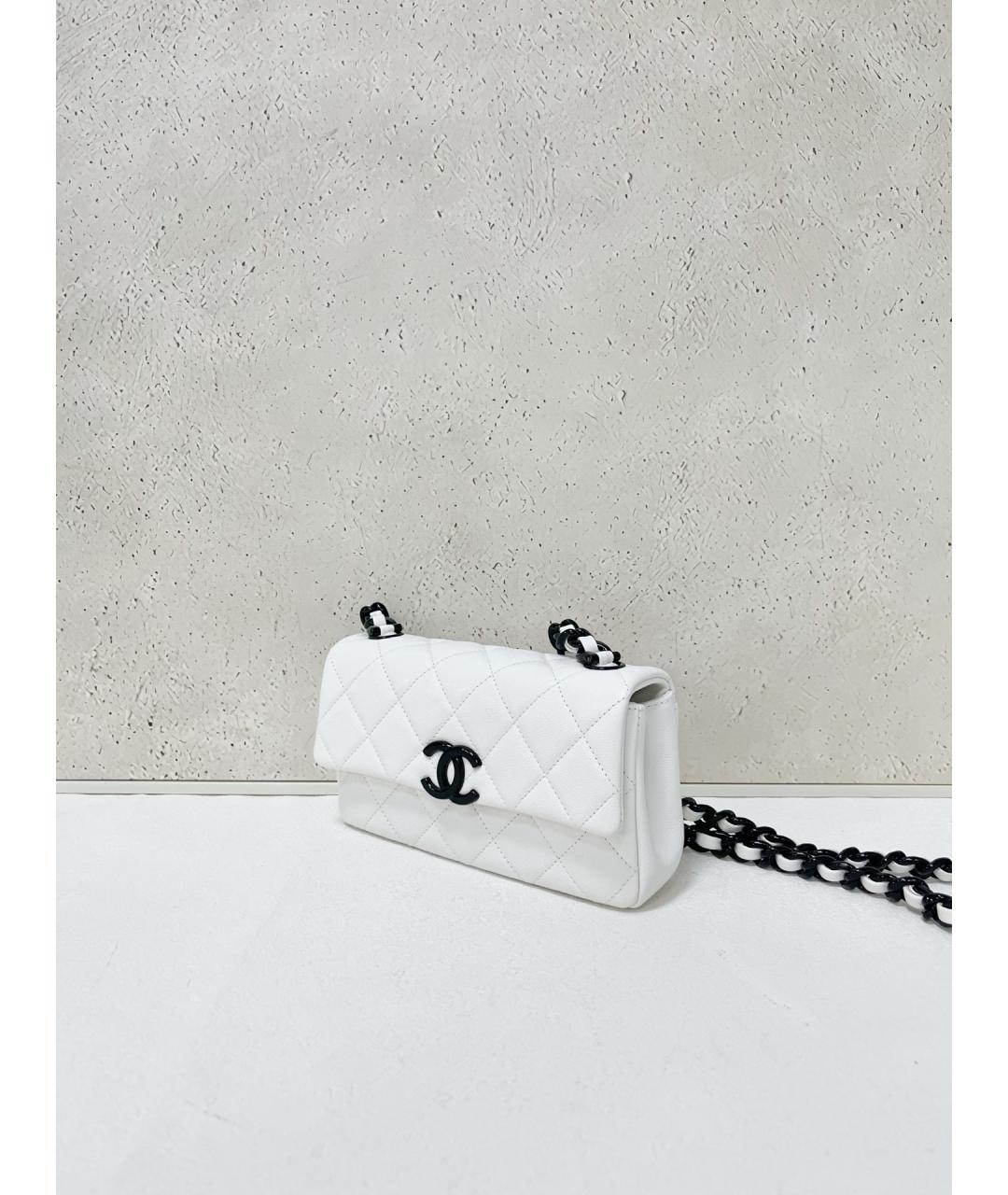 CHANEL Белая кожаная сумка через плечо, фото 4