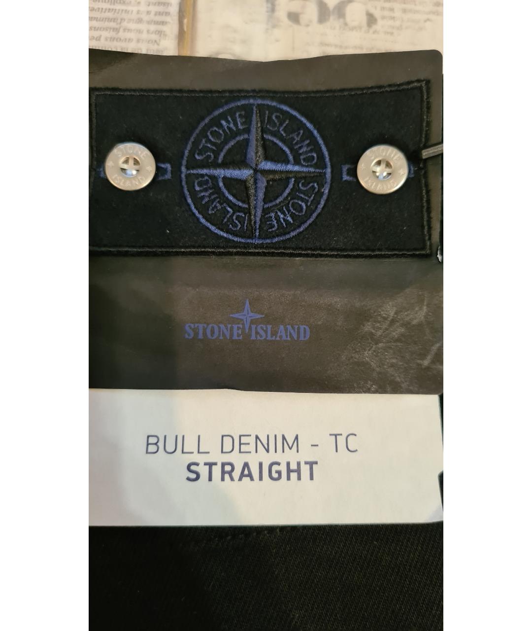 STONE ISLAND Черные хлопковые прямые джинсы, фото 8