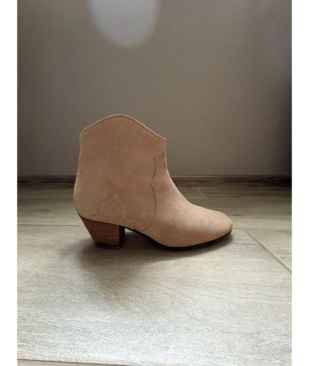 ISABEL MARANT ETOILE Бежевые замшевые ботильоны, фото 8