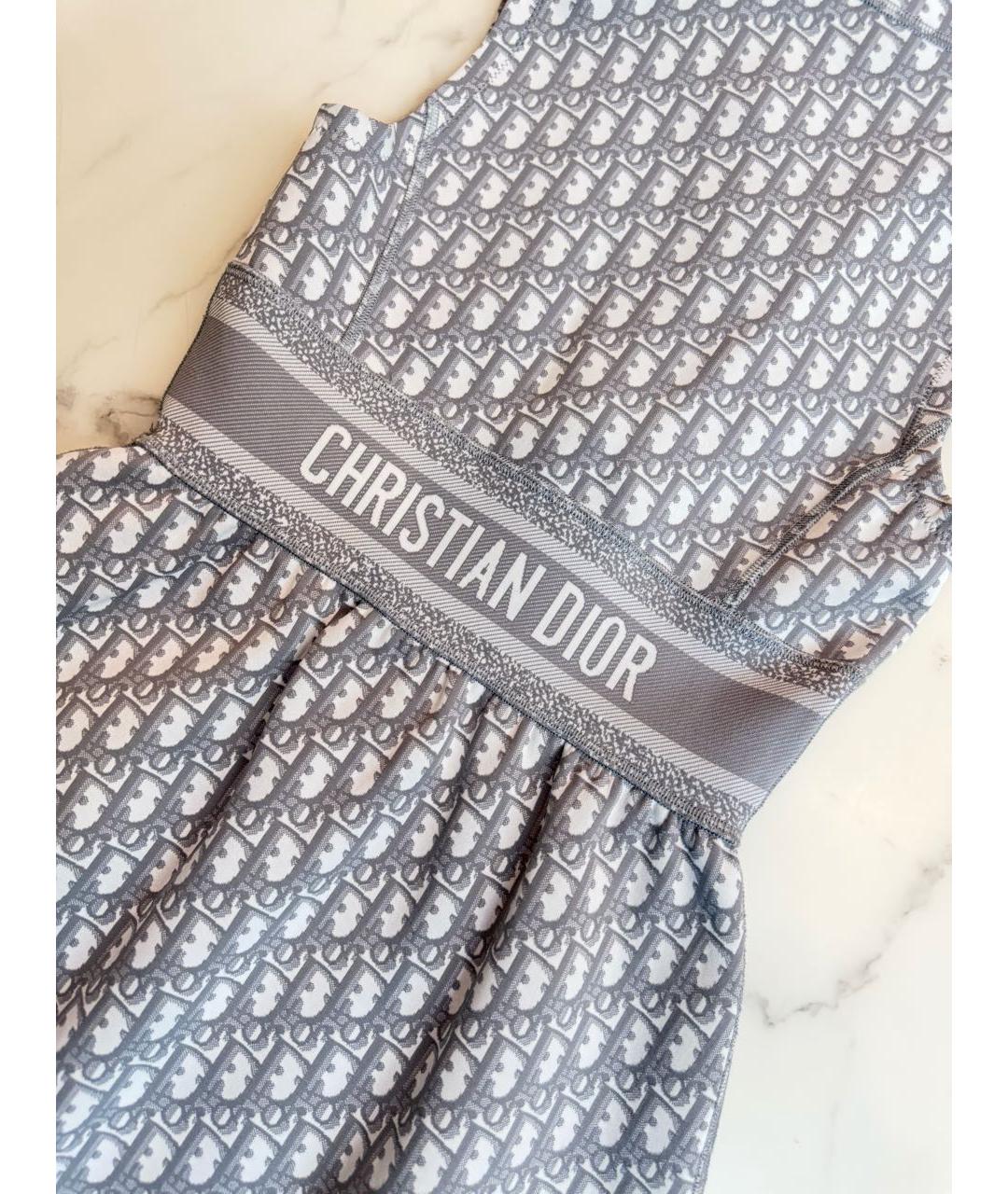 CHRISTIAN DIOR Серое вискозное повседневное платье, фото 4