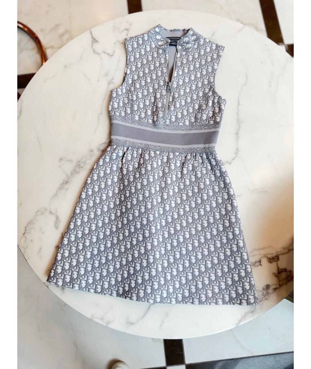CHRISTIAN DIOR Серое вискозное повседневное платье, фото 6