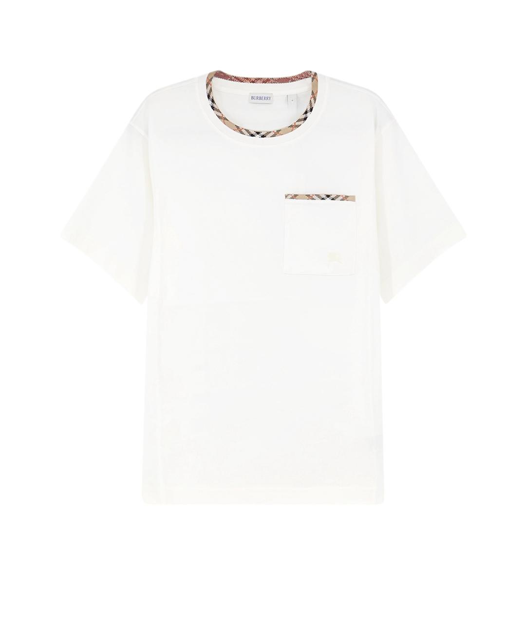 BURBERRY Белая хлопковая футболка, фото 1