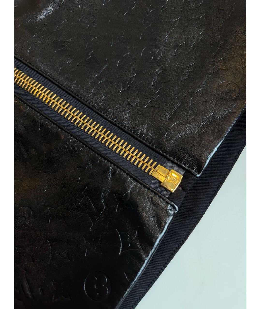 LOUIS VUITTON Черная кожаная юбка мини, фото 6