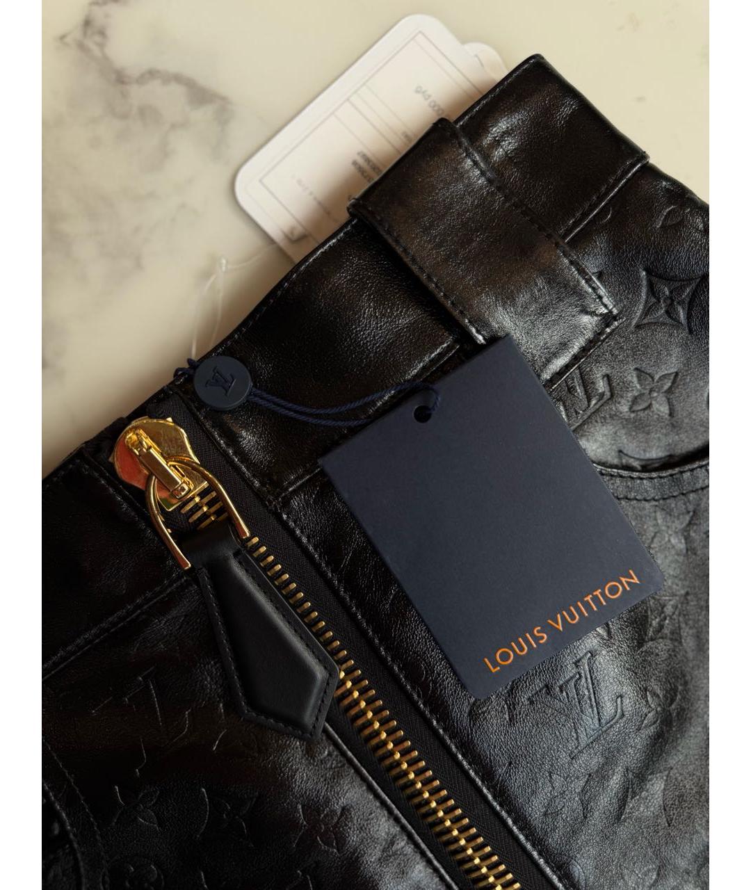 LOUIS VUITTON Черная кожаная юбка мини, фото 7