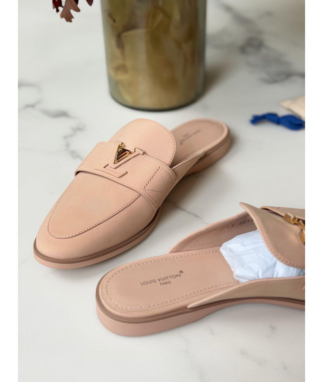 LOUIS VUITTON Розовые кожаные сабо, фото 4