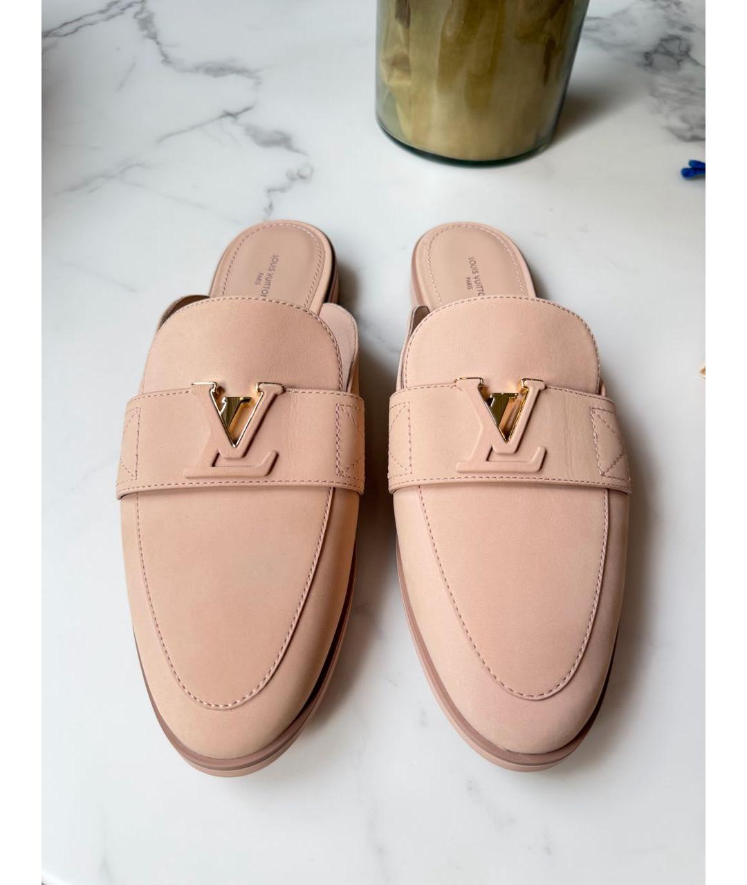 LOUIS VUITTON Розовые кожаные сабо, фото 2