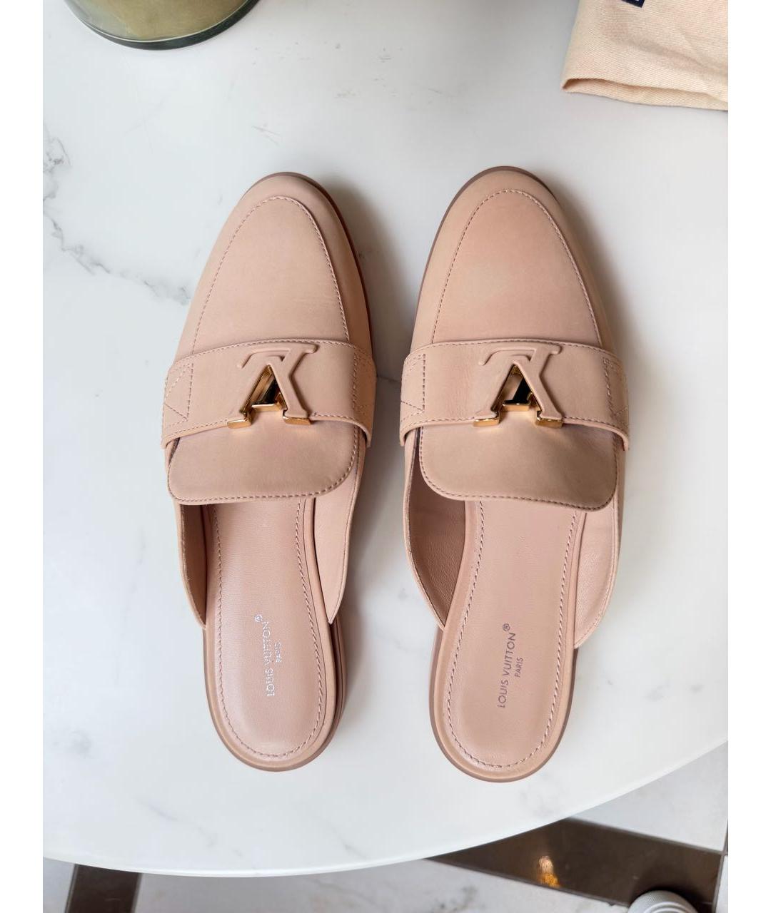 LOUIS VUITTON Розовые кожаные сабо, фото 3