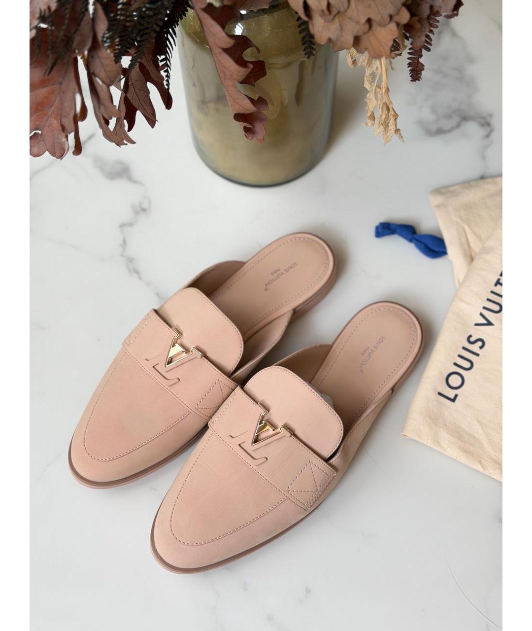 LOUIS VUITTON Розовые кожаные сабо, фото 5