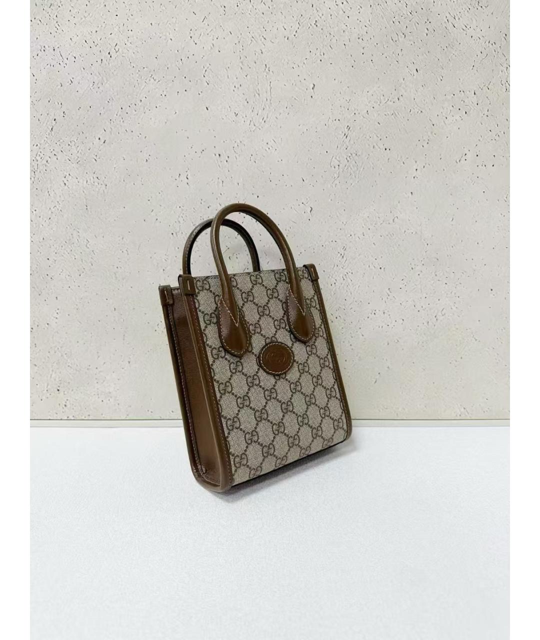 GUCCI Коричневая сумка тоут из искусственной кожи, фото 4