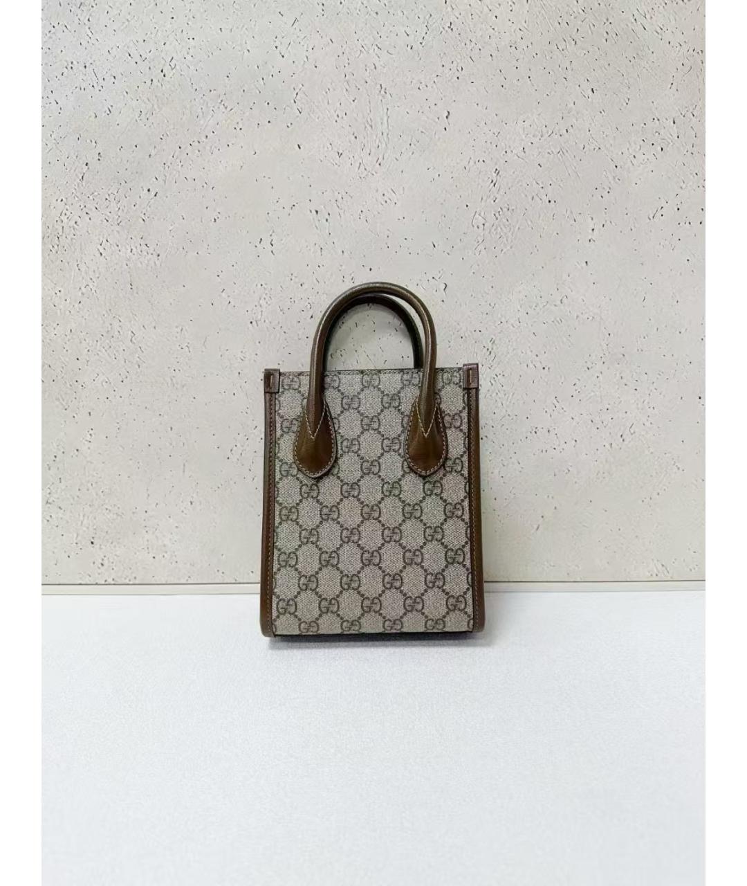 GUCCI Коричневая сумка тоут из искусственной кожи, фото 2