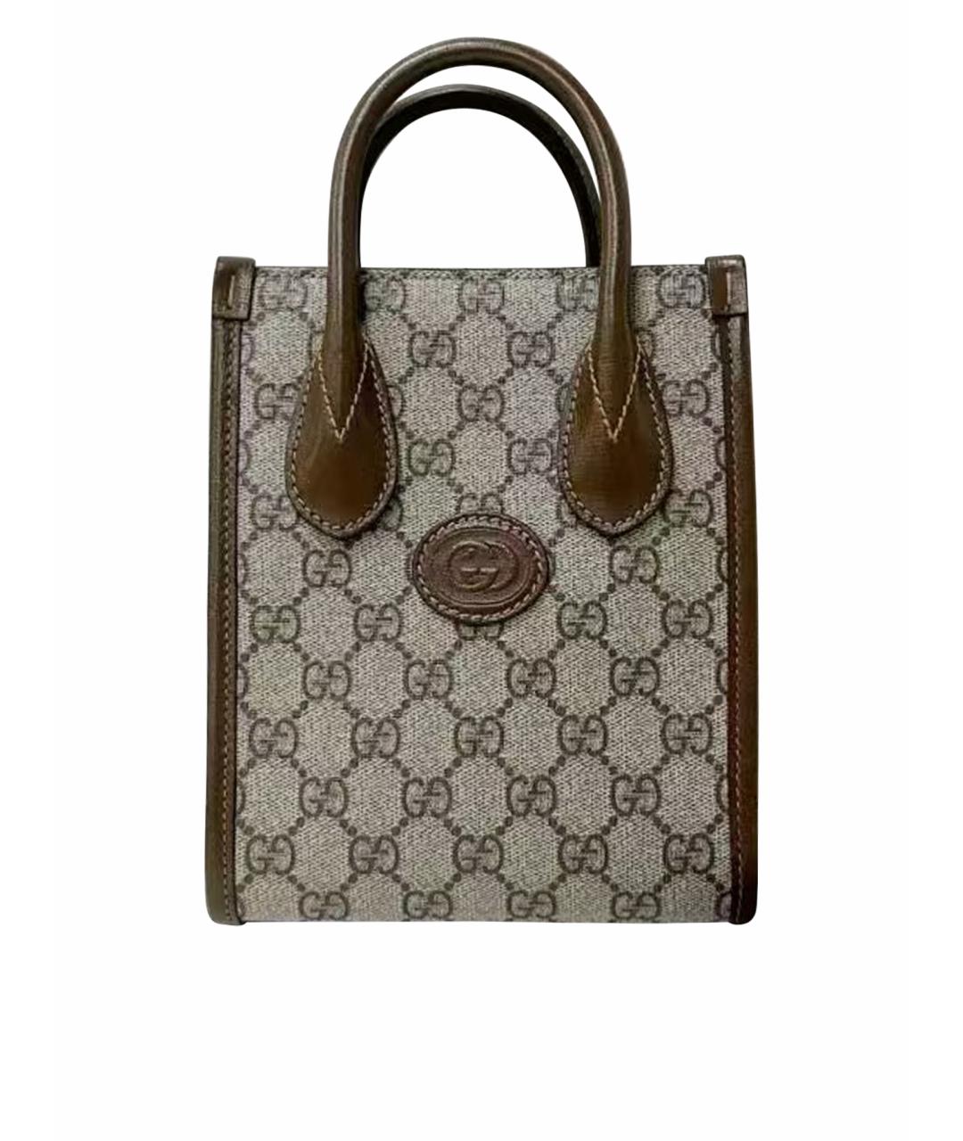 GUCCI Коричневая сумка тоут из искусственной кожи, фото 7