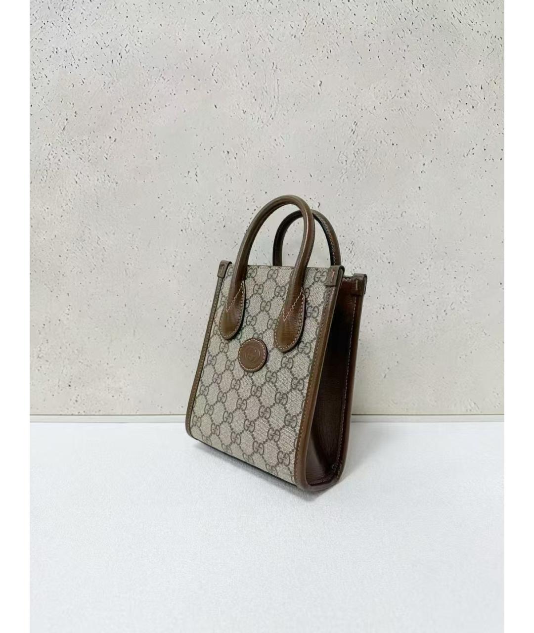 GUCCI Коричневая сумка тоут из искусственной кожи, фото 3