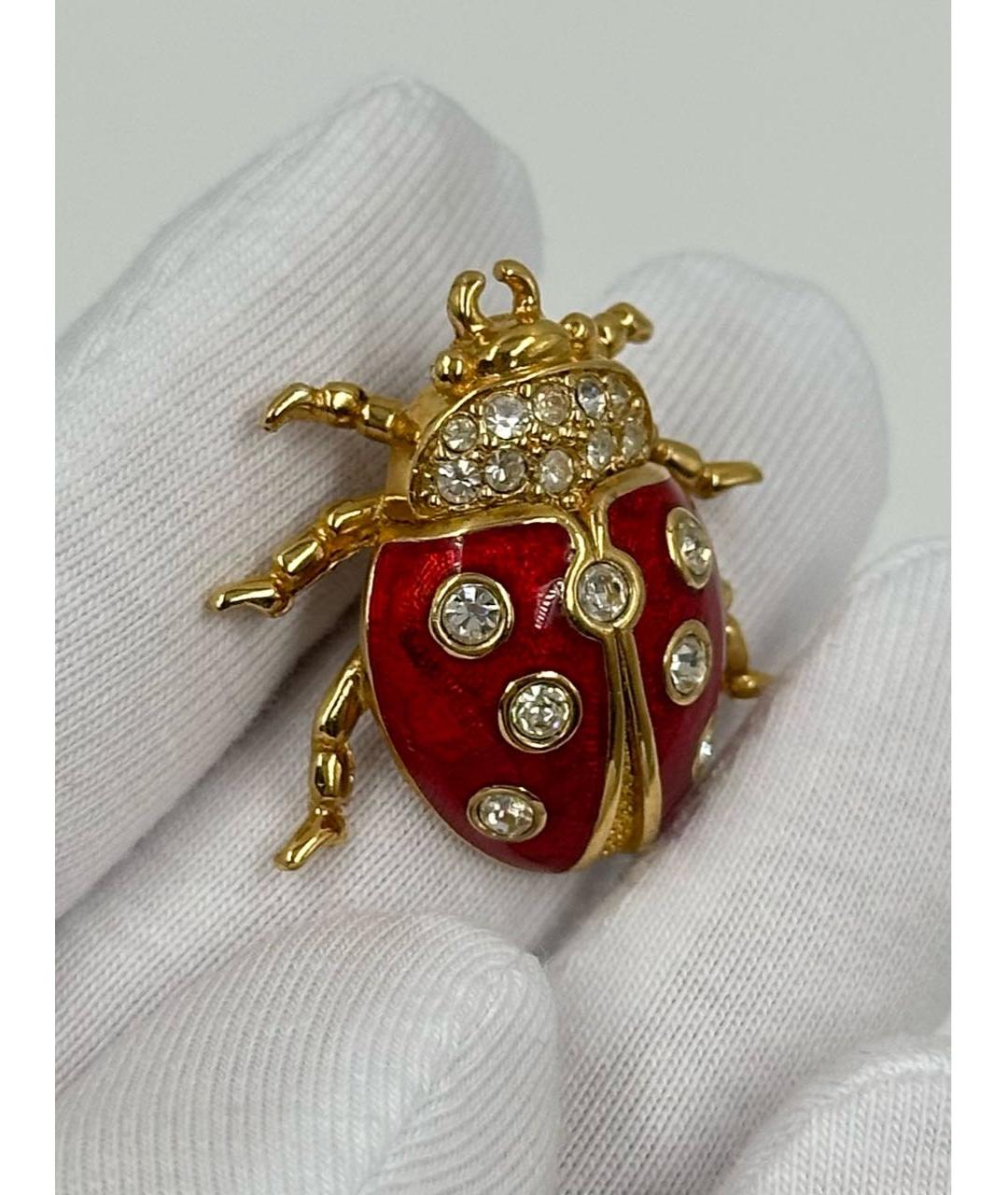 CHRISTIAN DIOR Красная позолоченная булавка / брошь, фото 4