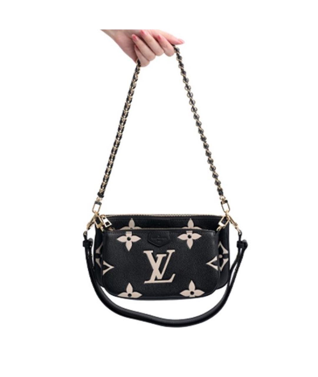 LOUIS VUITTON Черная кожаная сумка через плечо, фото 9
