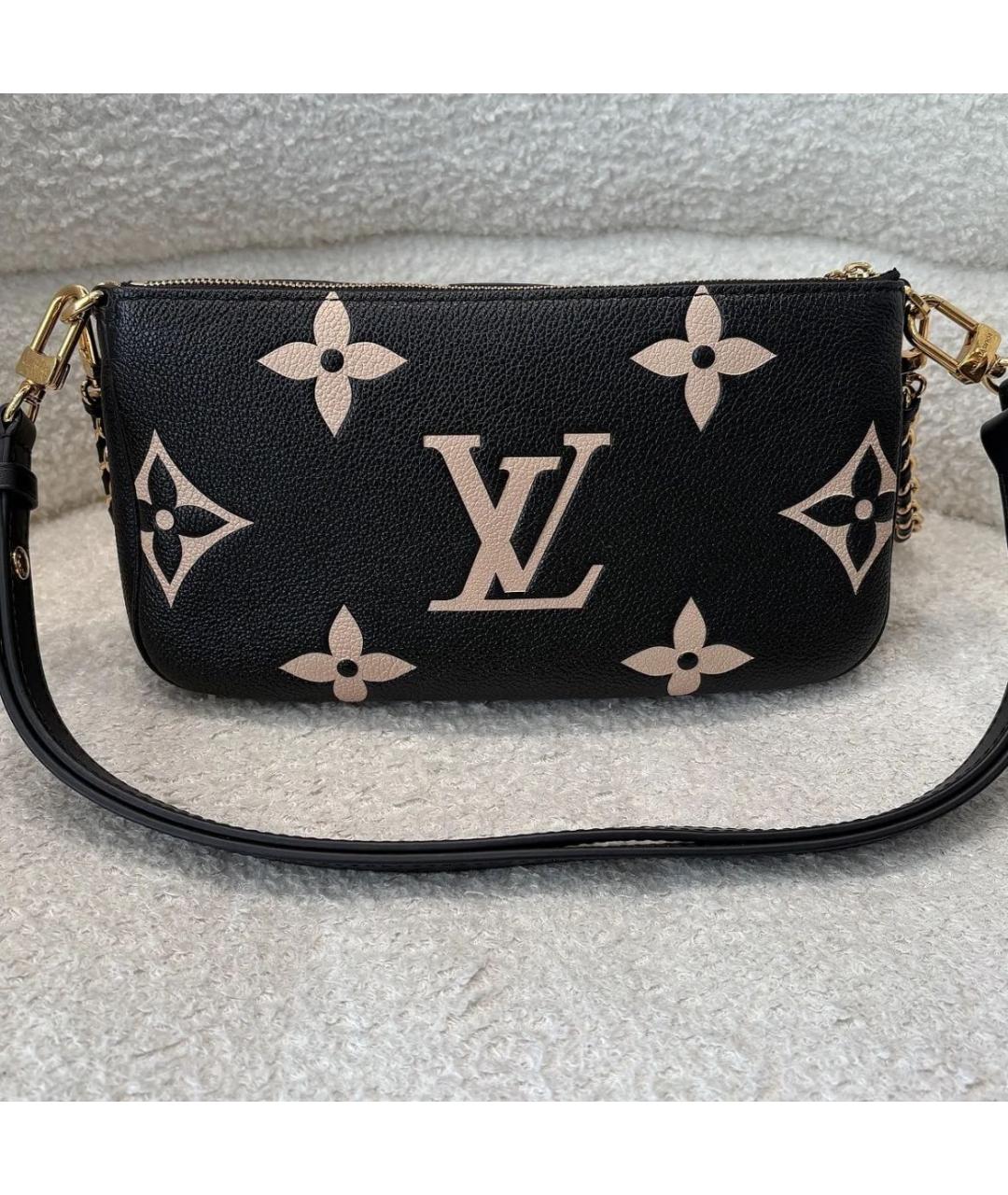 LOUIS VUITTON Черная кожаная сумка через плечо, фото 3