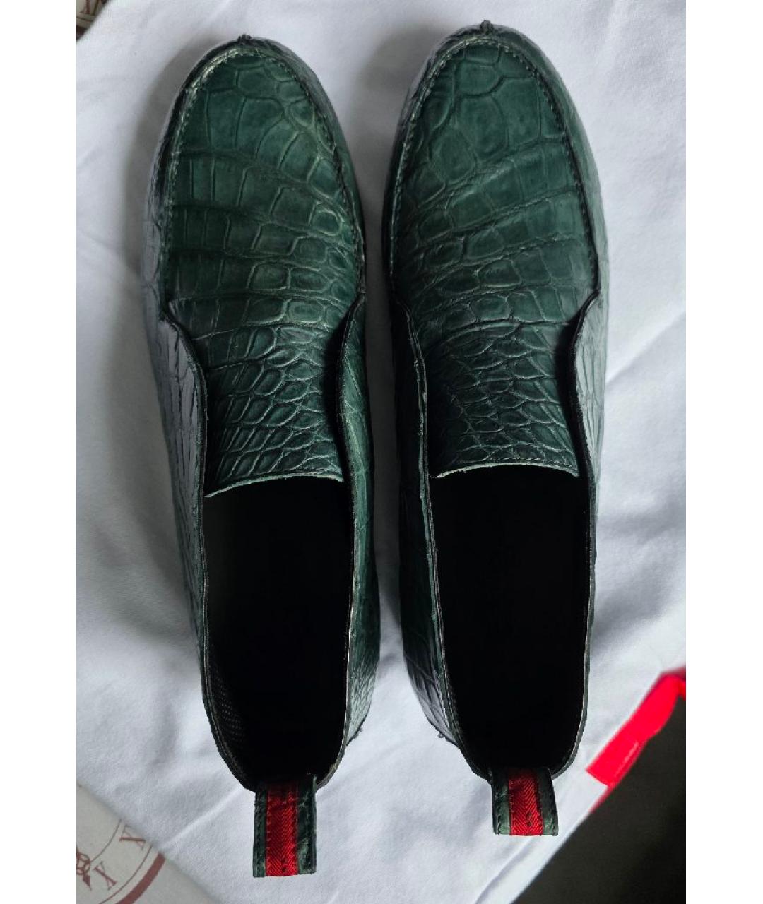 KITON Зеленые кожаные лоферы, фото 3