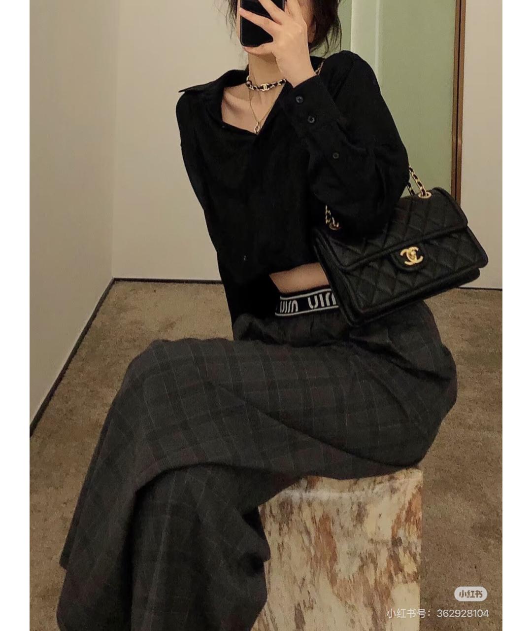 CHANEL Черная кожаная сумка через плечо, фото 6