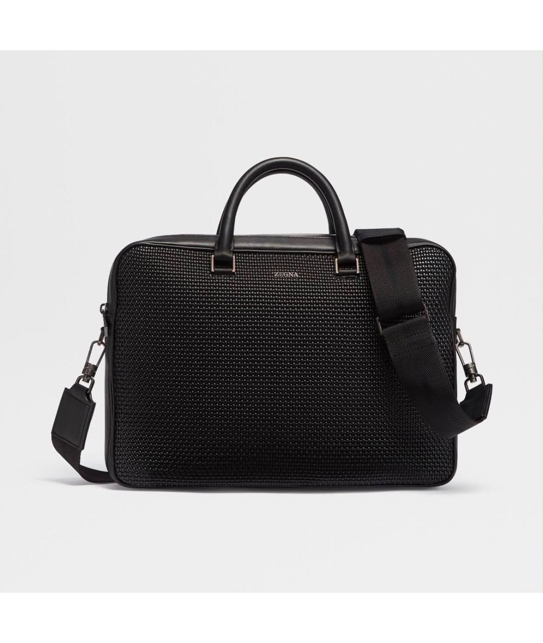 ZEGNA Черный кожаный портфель, фото 8