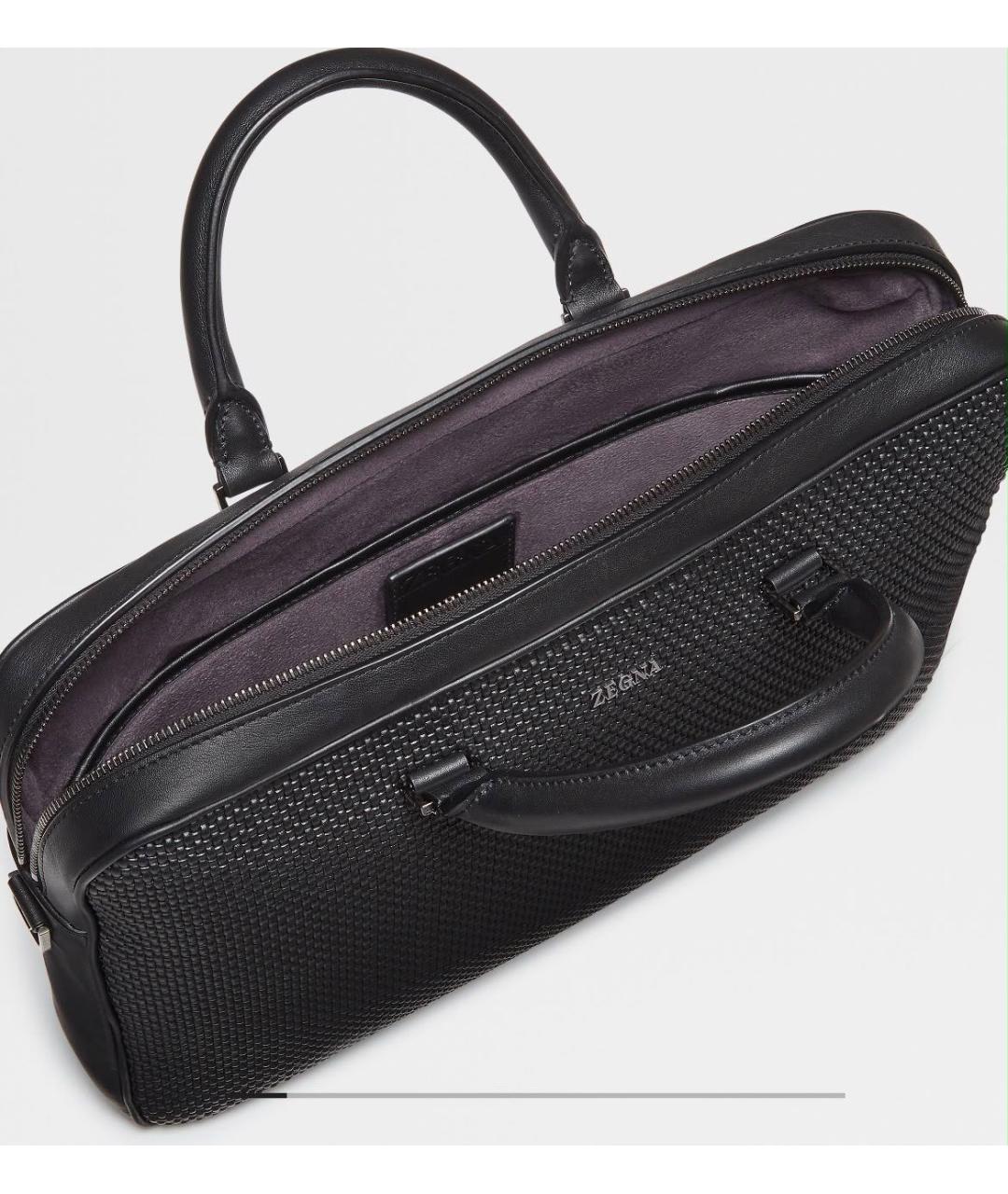 ZEGNA Черный кожаный портфель, фото 2