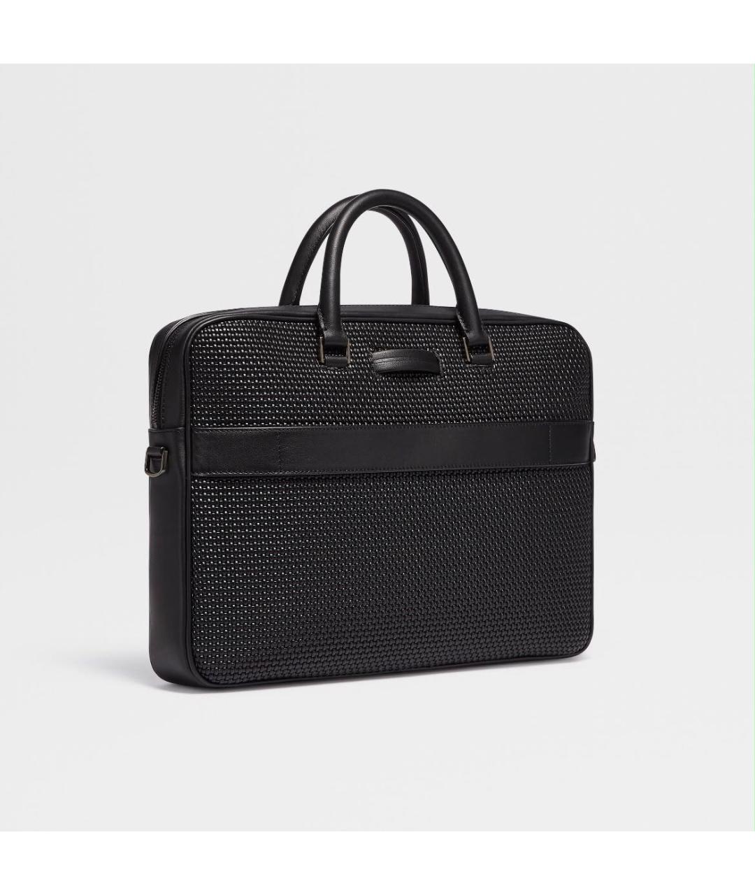 ZEGNA Черный кожаный портфель, фото 3