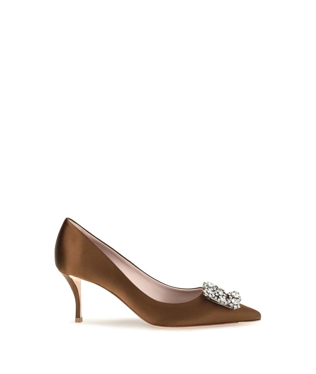 ROGER VIVIER Коричневые текстильные туфли, фото 1