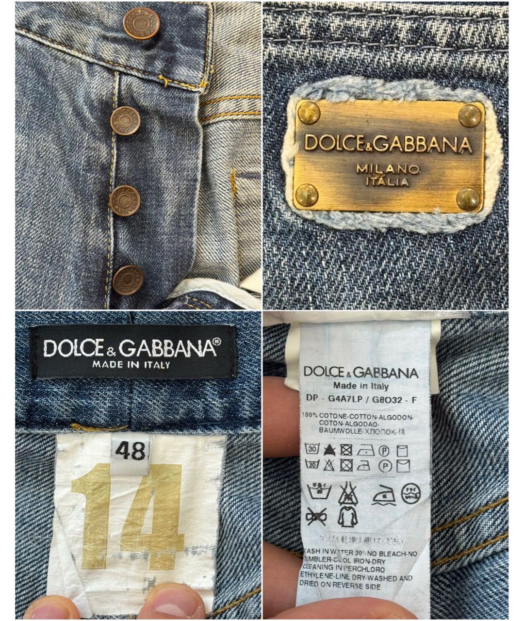 DOLCE&GABBANA Голубые хлопковые джинсы, фото 6