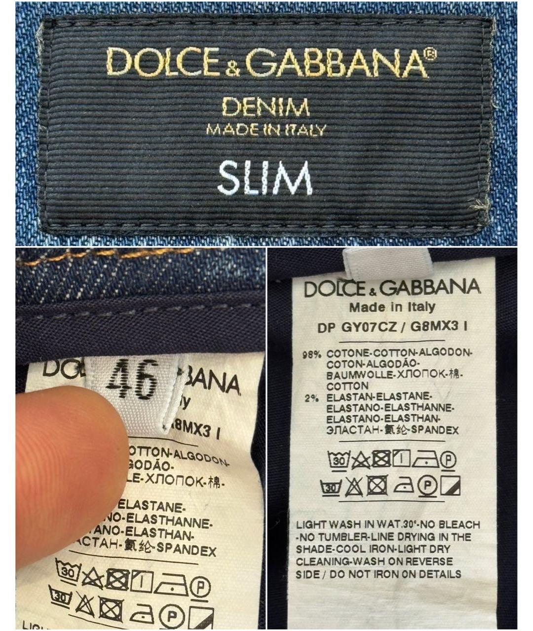 DOLCE&GABBANA Голубые хлопко-эластановые джинсы скинни, фото 6