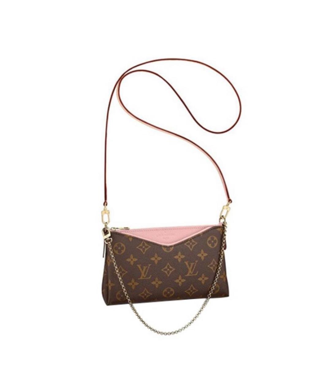 LOUIS VUITTON Коричневая кожаная сумка через плечо, фото 7