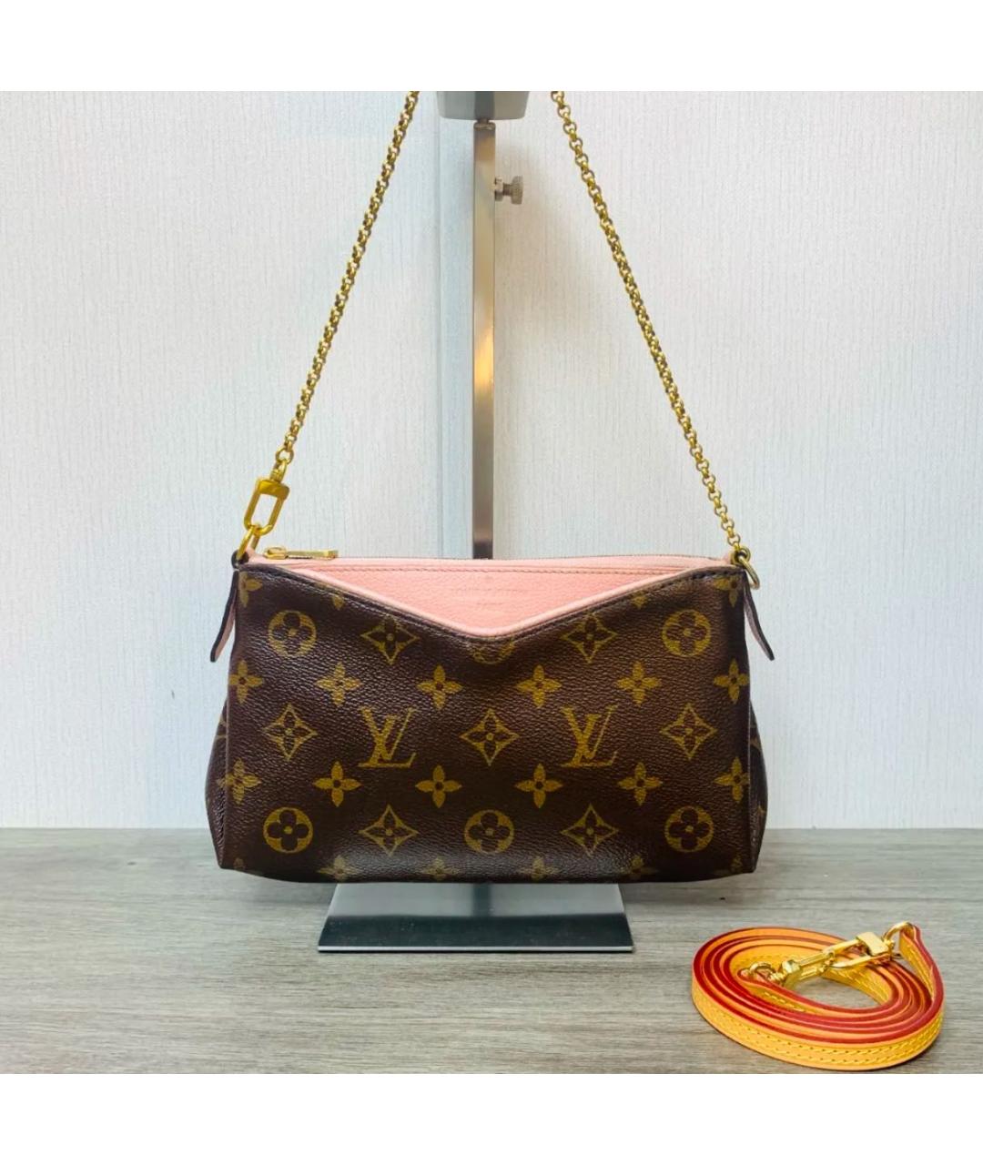 LOUIS VUITTON Коричневая кожаная сумка через плечо, фото 2