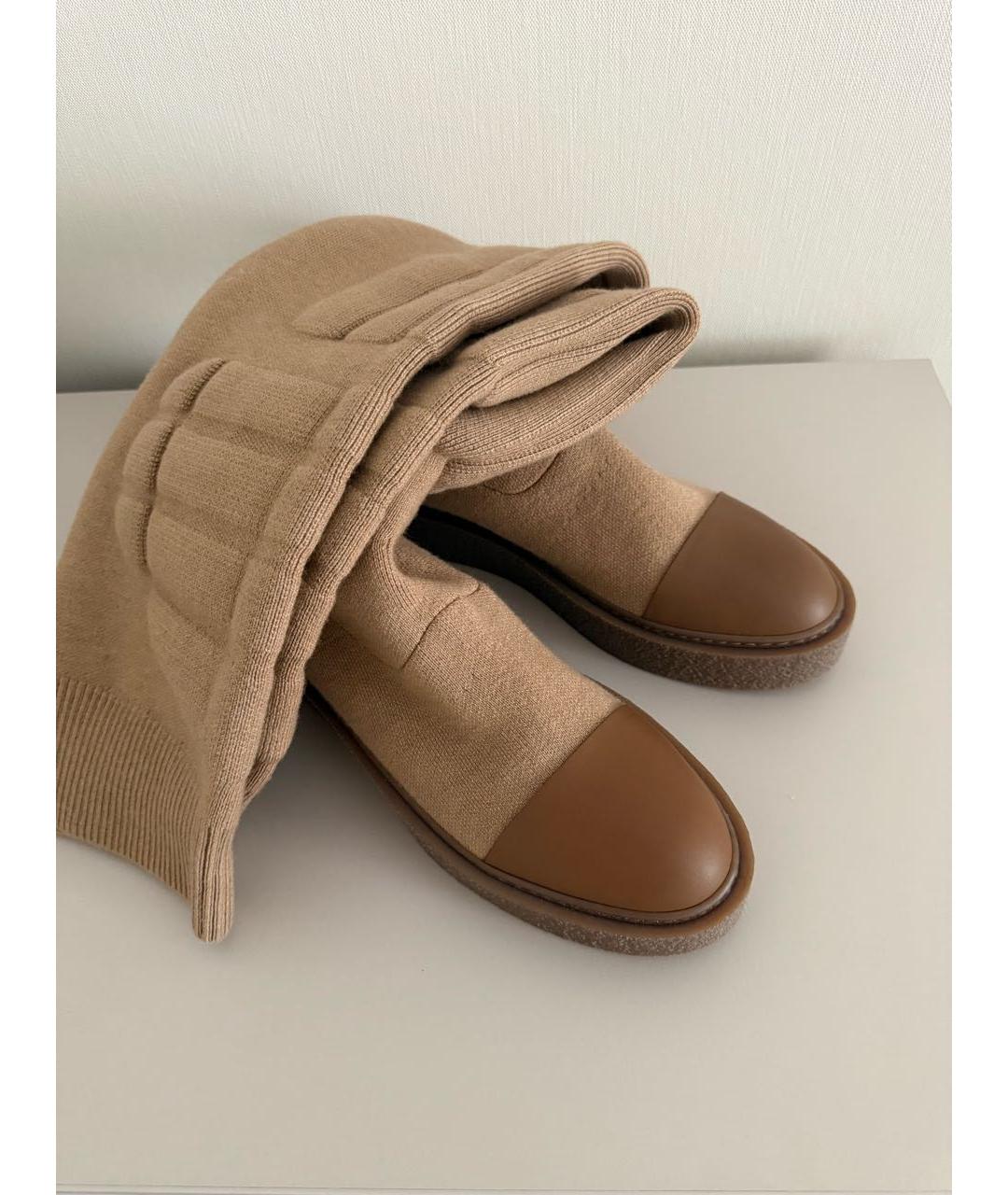 MAX MARA Коричневые текстильные ботфорты, фото 6