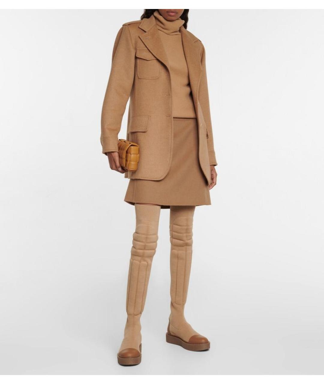 MAX MARA Коричневые текстильные ботфорты, фото 3