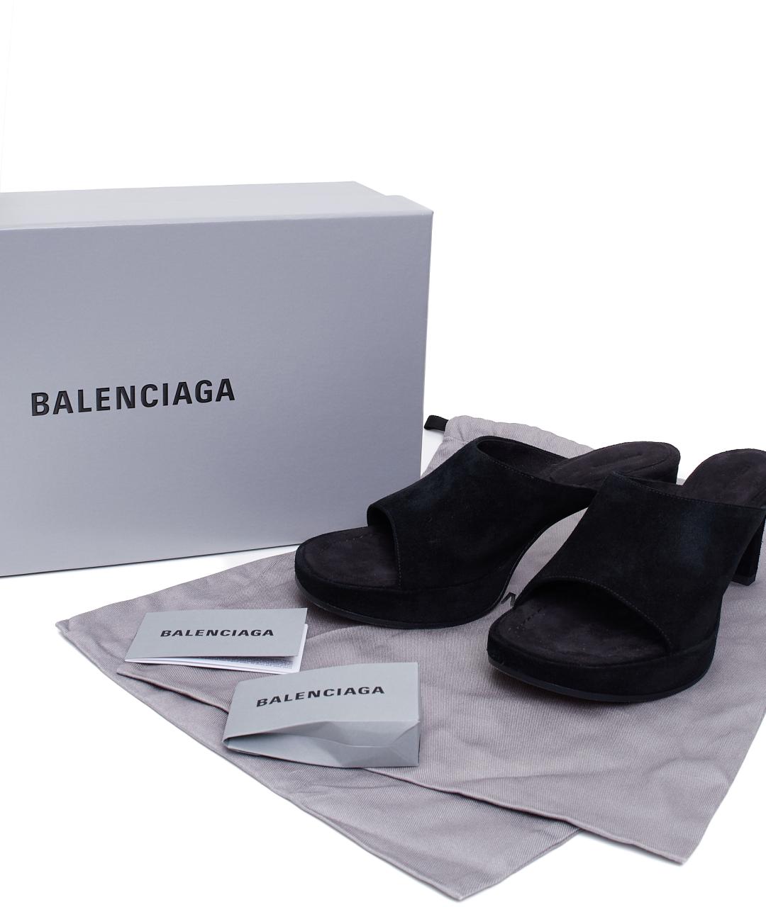 BALENCIAGA Черные замшевые мюли, фото 6