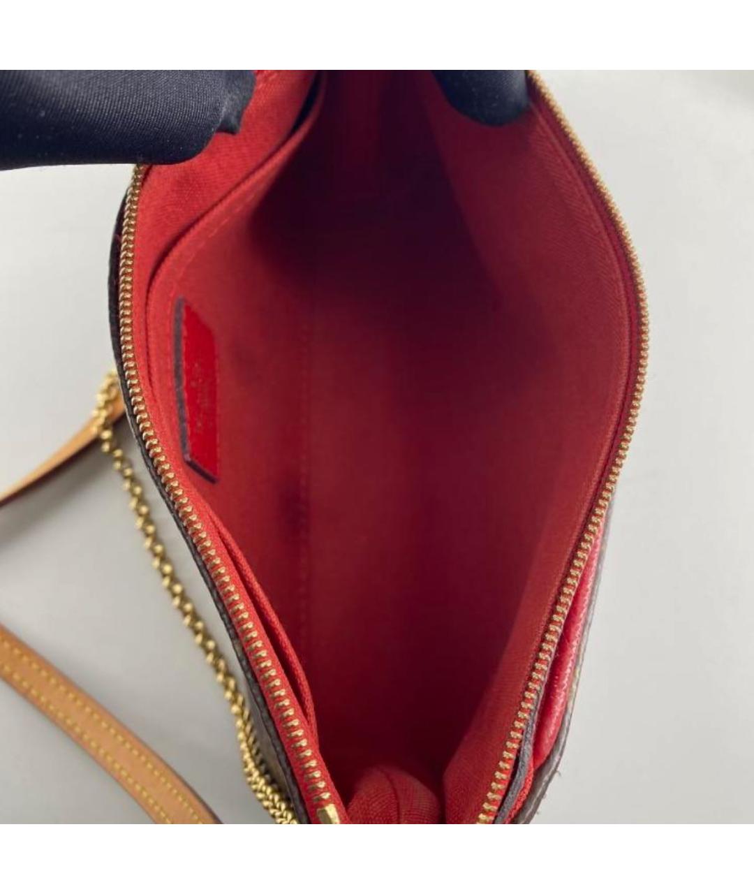 LOUIS VUITTON Коричневая кожаная сумка с короткими ручками, фото 3