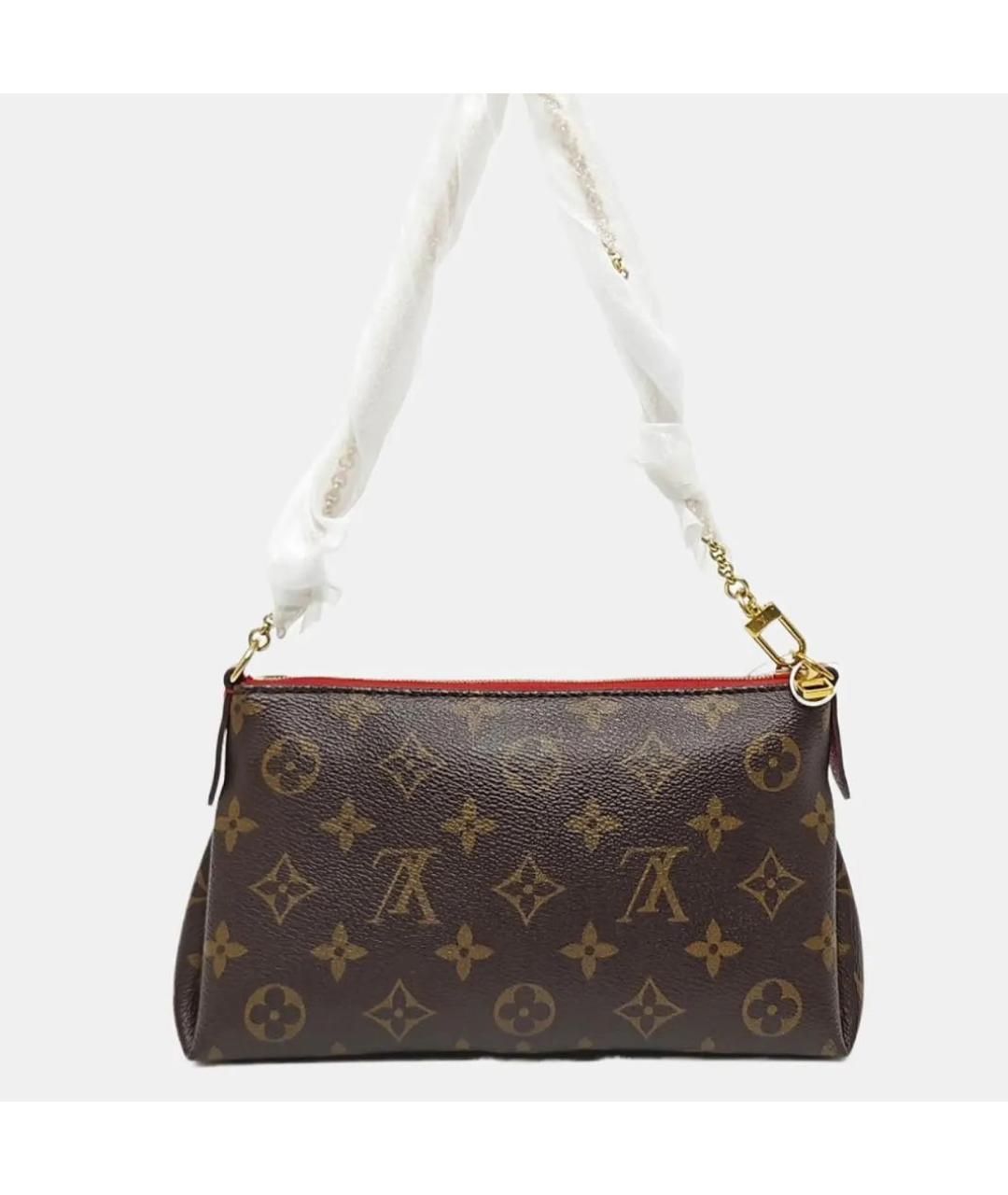 LOUIS VUITTON Коричневая кожаная сумка с короткими ручками, фото 8