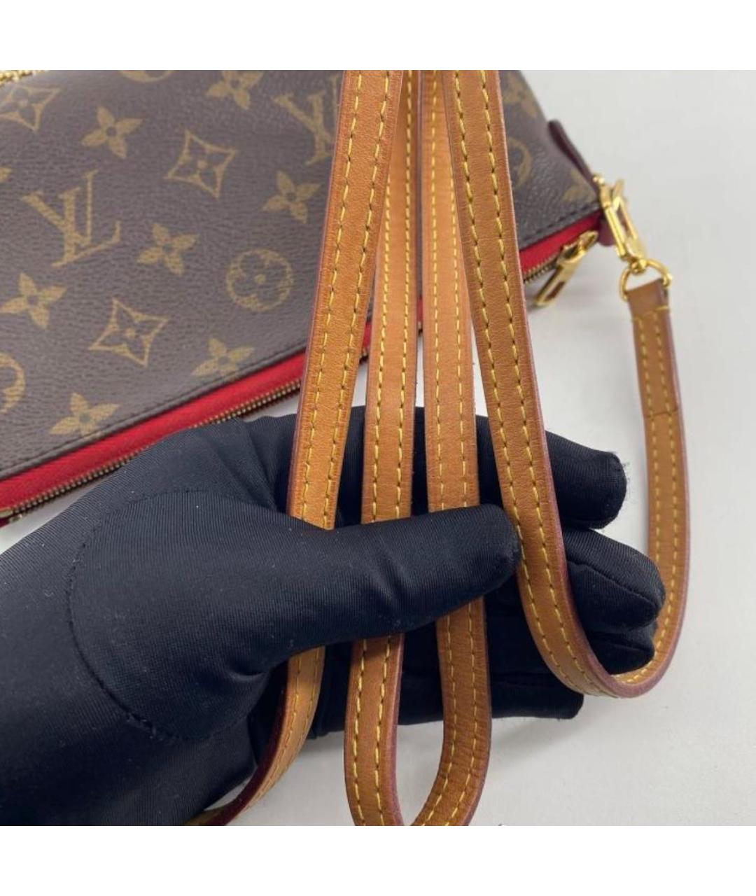 LOUIS VUITTON Коричневая кожаная сумка с короткими ручками, фото 5