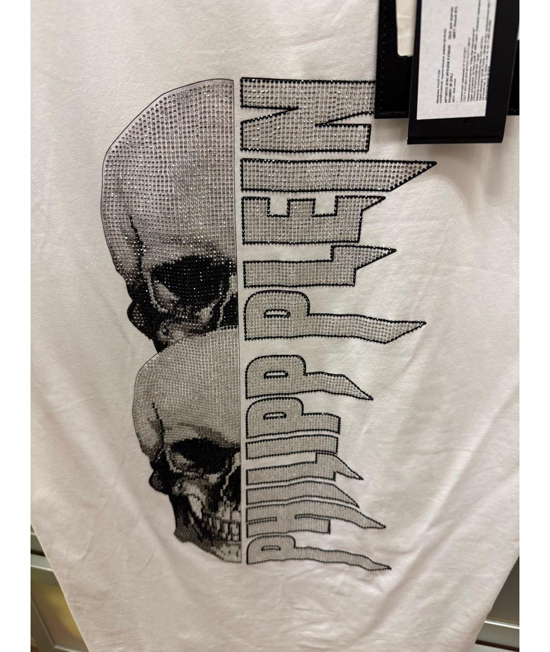 PHILIPP PLEIN Белая хлопковая футболка, фото 8