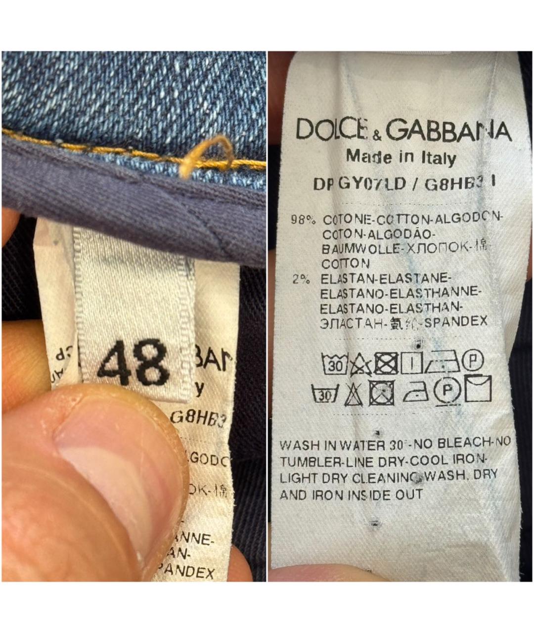 DOLCE&GABBANA Голубые хлопко-эластановые джинсы, фото 6