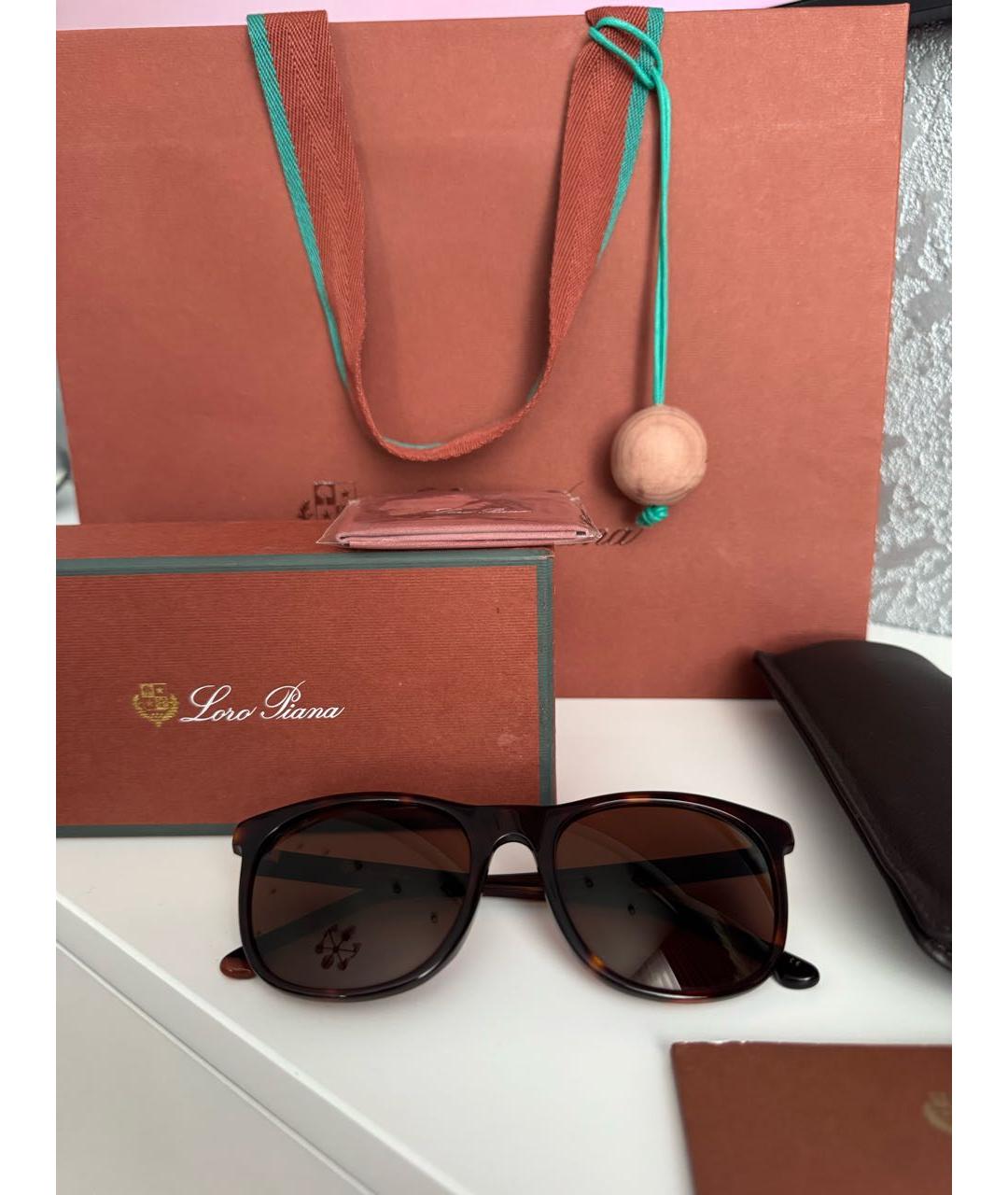 LORO PIANA Коричневые пластиковые солнцезащитные очки, фото 8