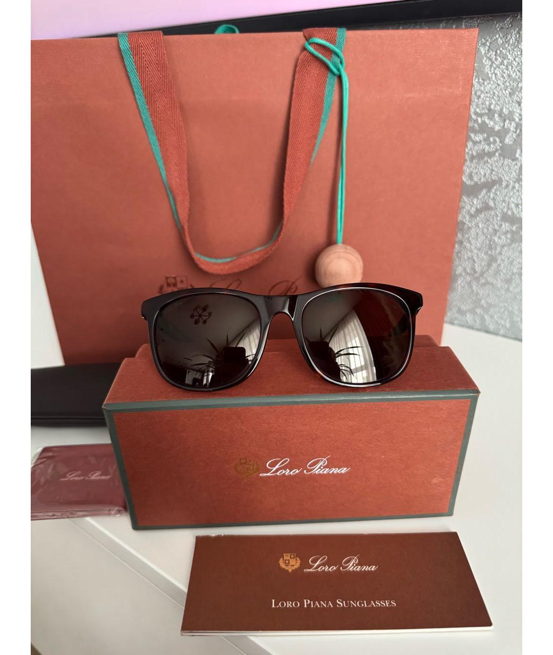 LORO PIANA Коричневые пластиковые солнцезащитные очки, фото 9