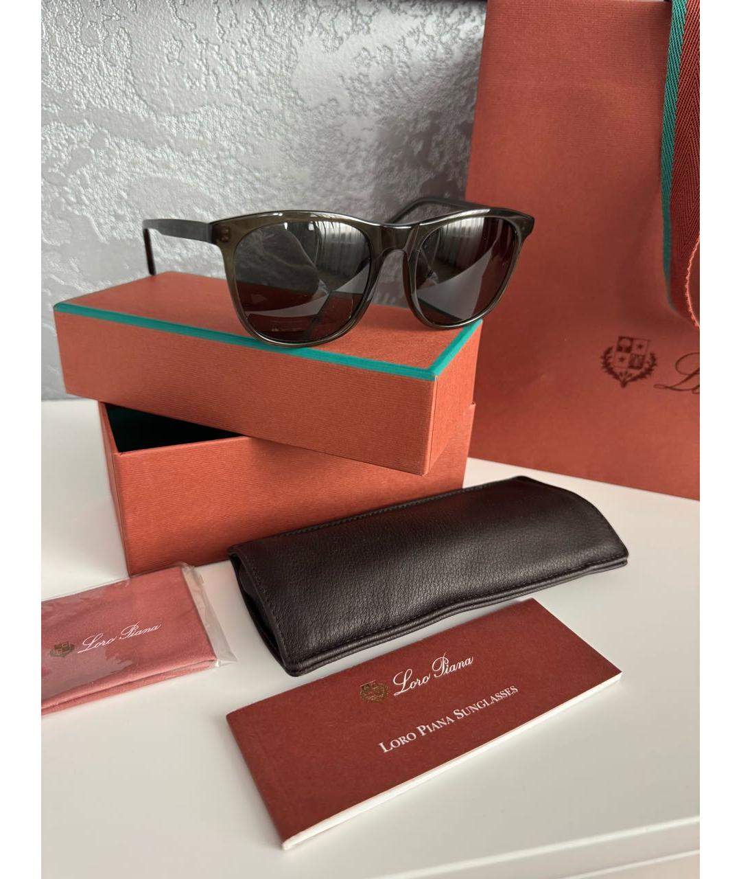 LORO PIANA Зеленые пластиковые солнцезащитные очки, фото 2