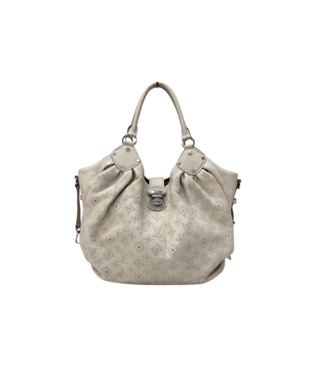 LOUIS VUITTON Бежевая кожаная сумка с короткими ручками, фото 9