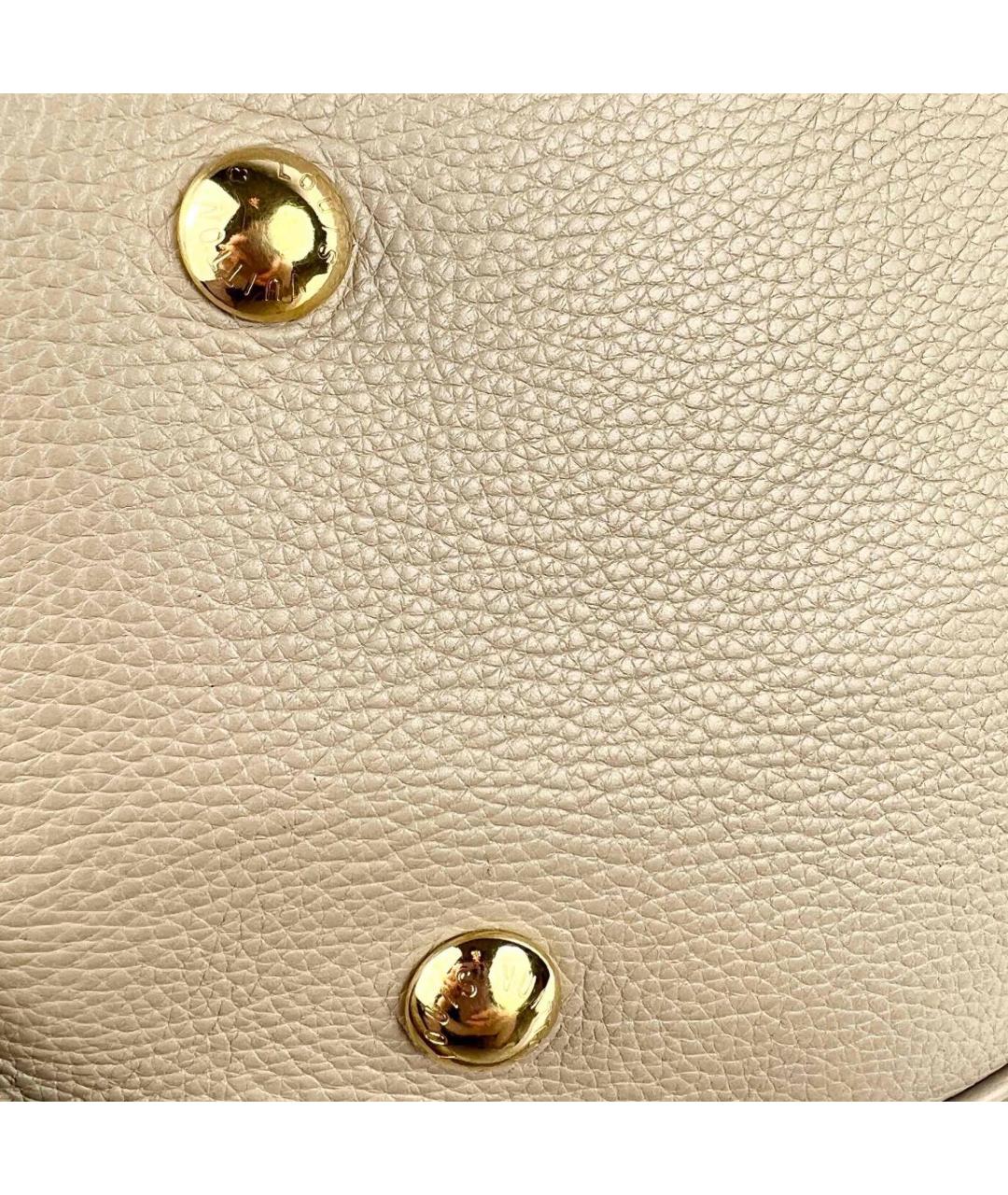 LOUIS VUITTON Бежевая кожаная сумка с короткими ручками, фото 7