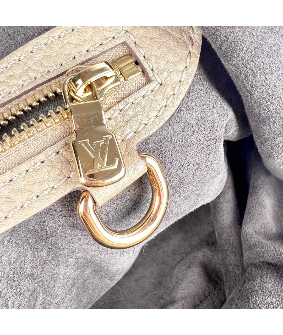 LOUIS VUITTON Бежевая кожаная сумка с короткими ручками, фото 8