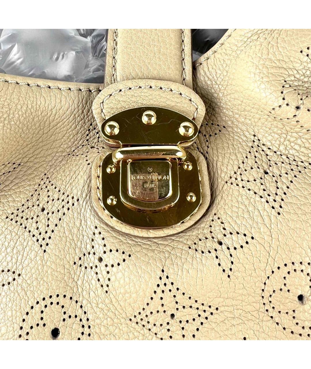 LOUIS VUITTON Бежевая кожаная сумка с короткими ручками, фото 6