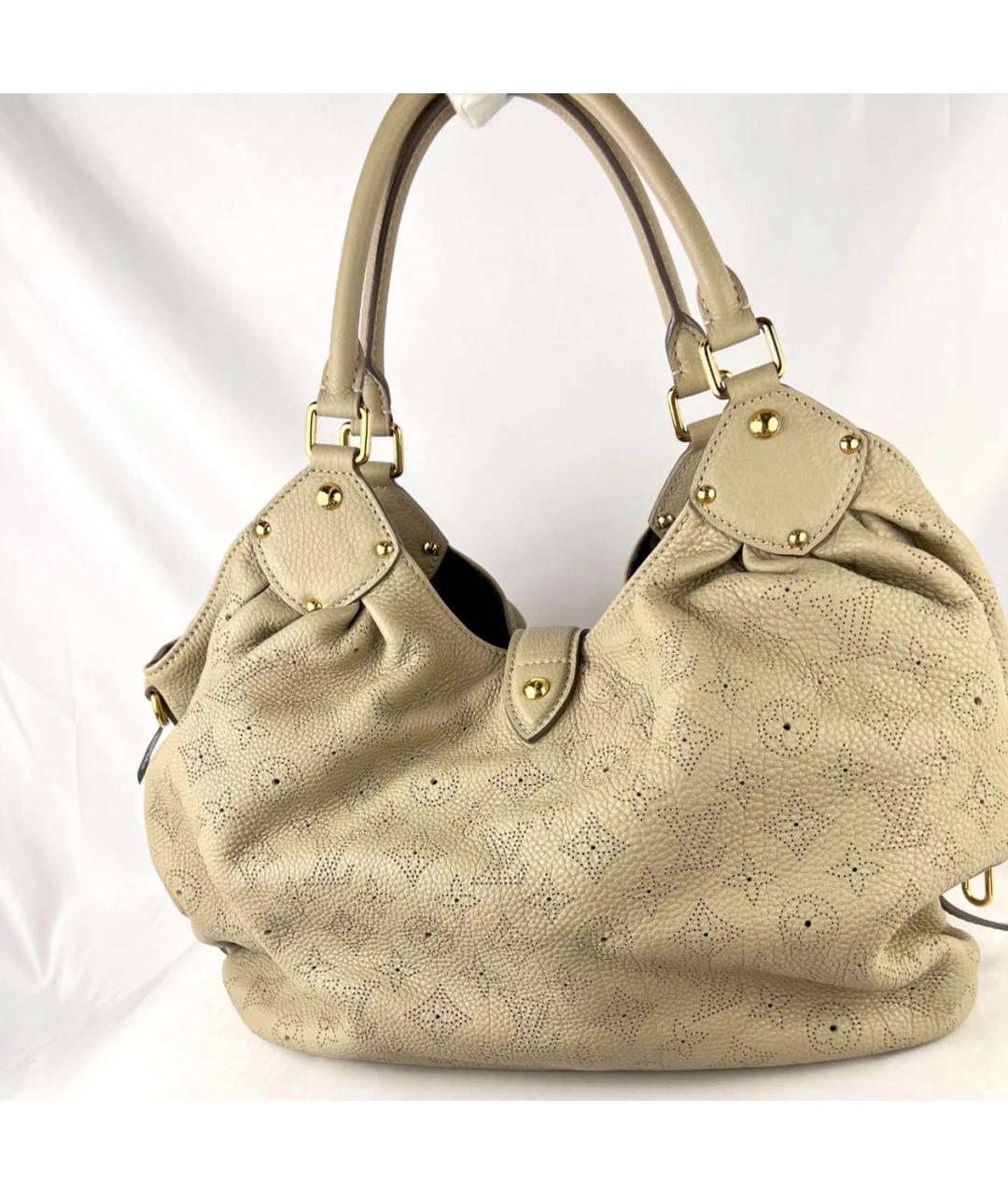 LOUIS VUITTON Бежевая кожаная сумка с короткими ручками, фото 3