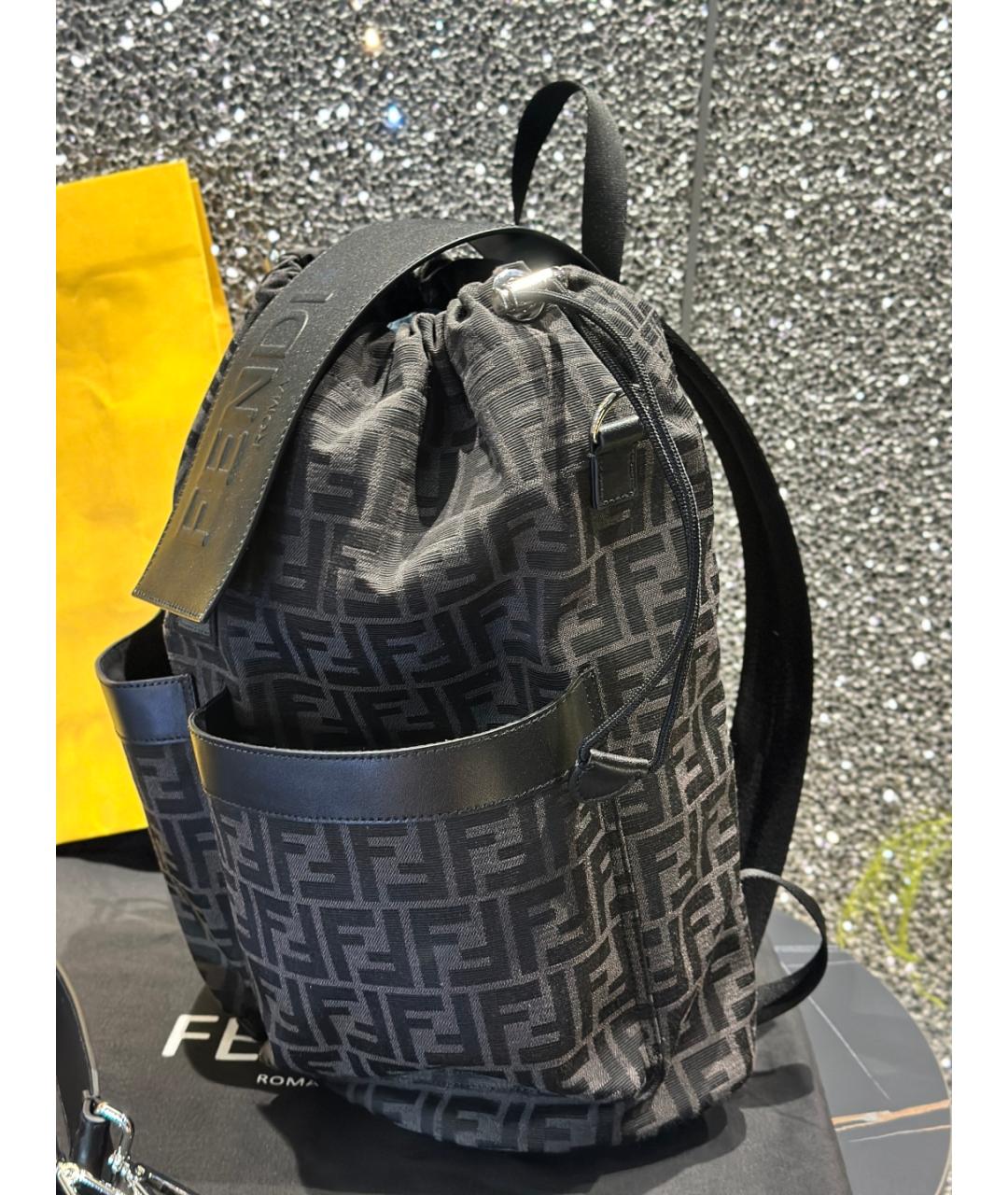 FENDI Черный деним рюкзак, фото 3