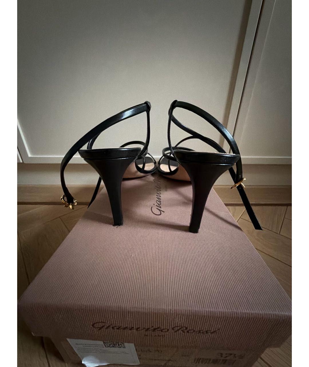 GIANVITO ROSSI Черные кожаные босоножки, фото 4