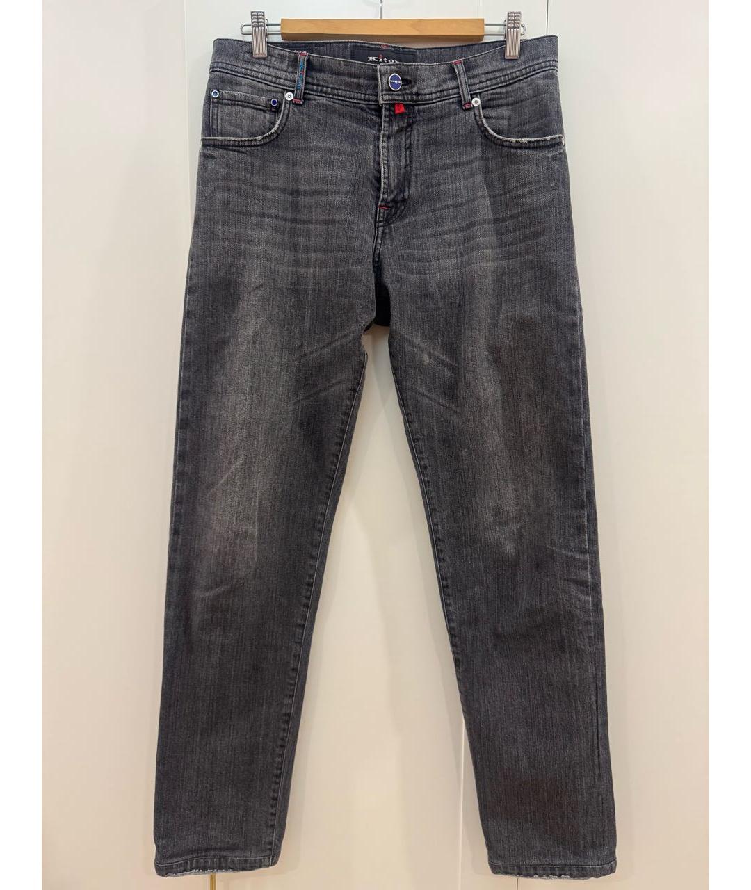 KITON Серые хлопко-эластановые джинсы, фото 8